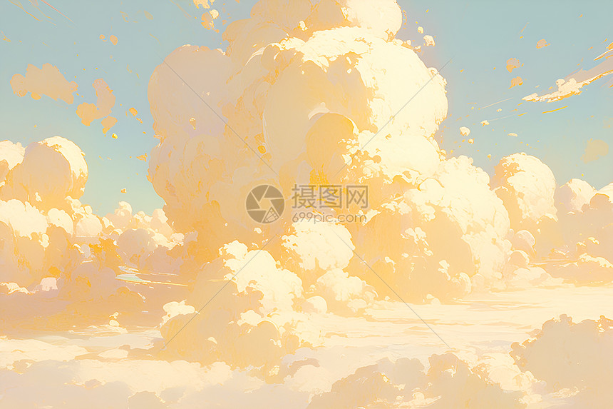 蓝天里的金色云海图片