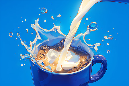 咖啡中倒入牛奶图片
