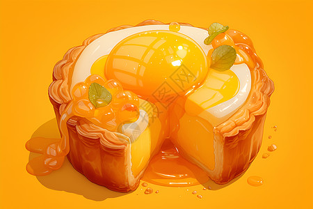 奶香蔓越莓蛋糕橙香蛋挞的完美呈现插画