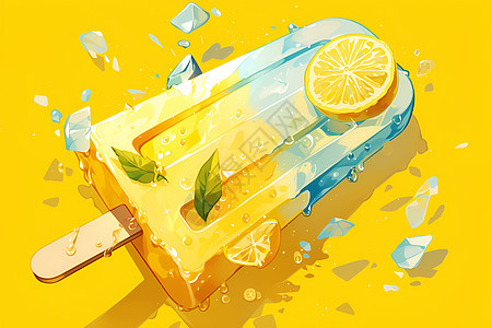爽快的柠檬口味棒冰背景图片