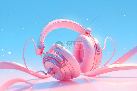 粉色头戴式耳机图片