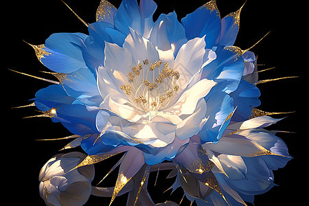 绽放的蓝白花朵图片