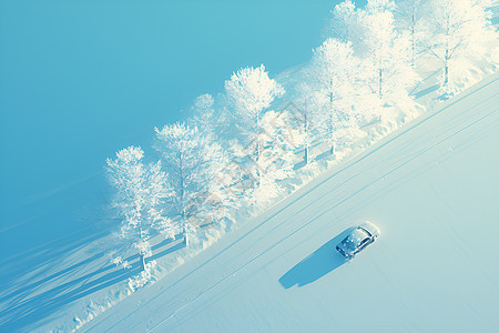 积雪道路上的汽车图片