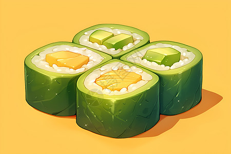 绿色的寿司图片