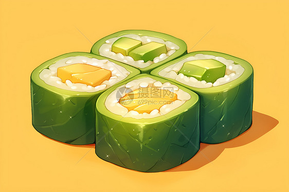 绿色的寿司图片