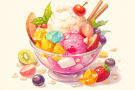甜蜜的水果冰沙背景图片