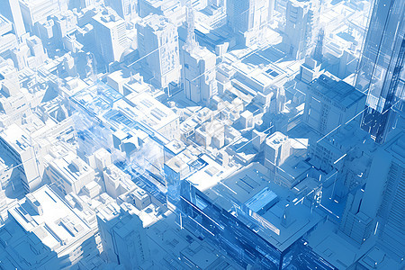 蓝色城市的抽象之美图片