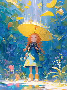 美女柠檬雨节中的魔幻少女插画