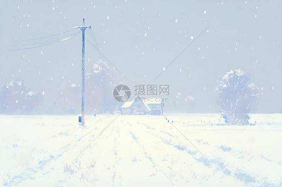 雪地中的房屋建筑图片