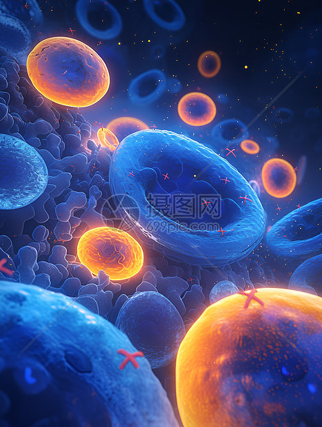 飘浮的蓝色细菌图片