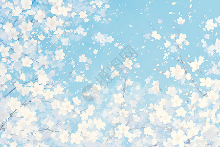 绽放的白色樱花图片