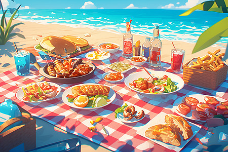 阳光沙滩美食图片