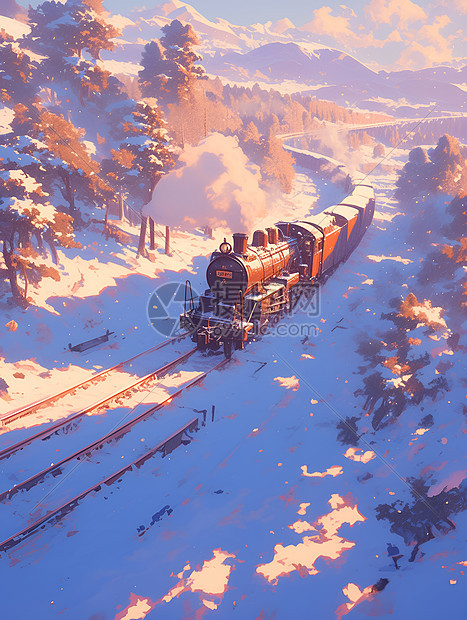 冬日行驶的火车图片