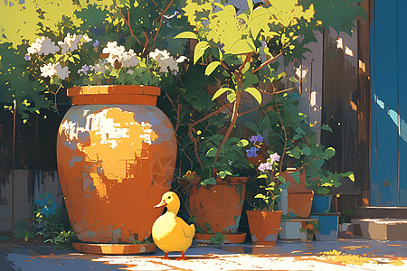阳光下的可爱鸭子图片