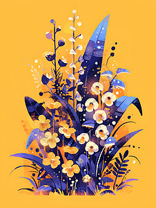 彩色植物插画图片
