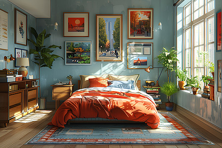 宽敞明亮的卧室图片
