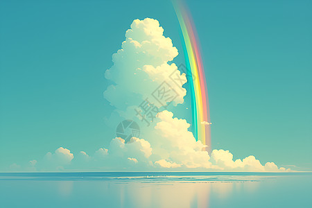 云朵里的彩虹图片