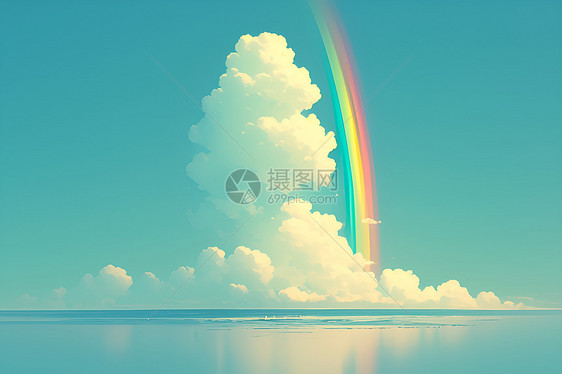 云朵里的彩虹图片