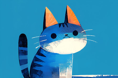可爱蓝色小猫图片