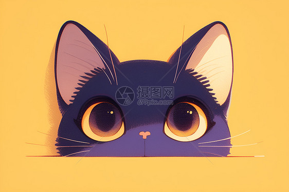 可爱的紫色猫头图片