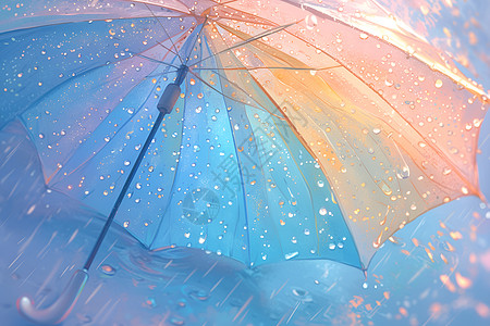 绚丽雨中的彩色伞图片