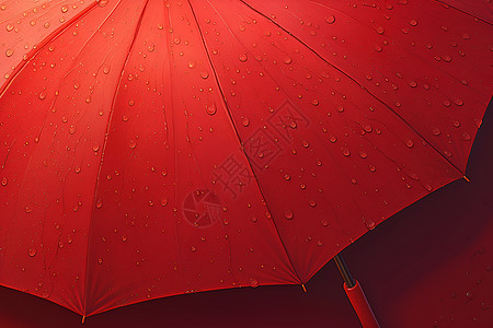 雨中开启的红色伞图片