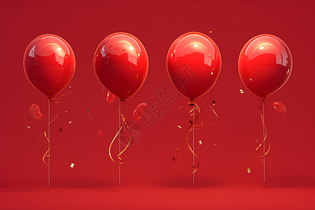 四个光泽的充气气球图片