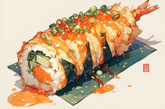 美味的寿司插画图片