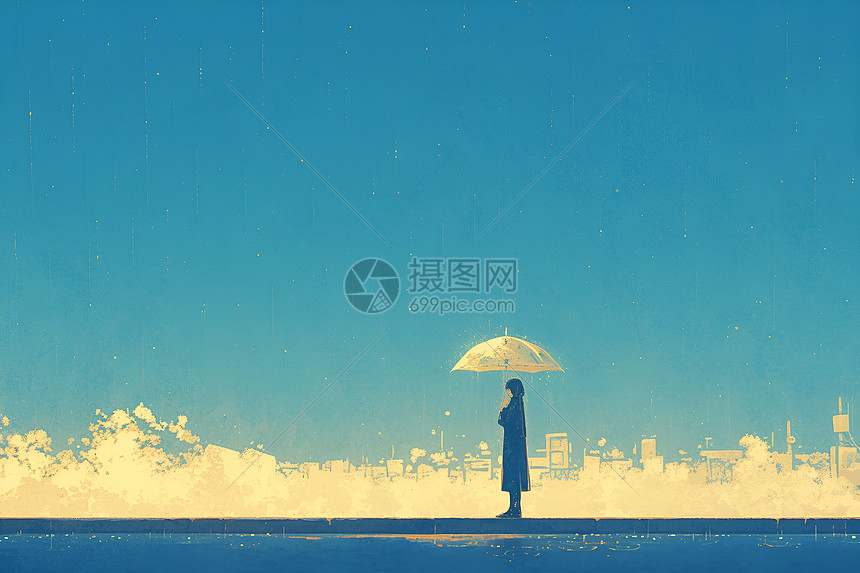 清澈雨中凝望的人图片