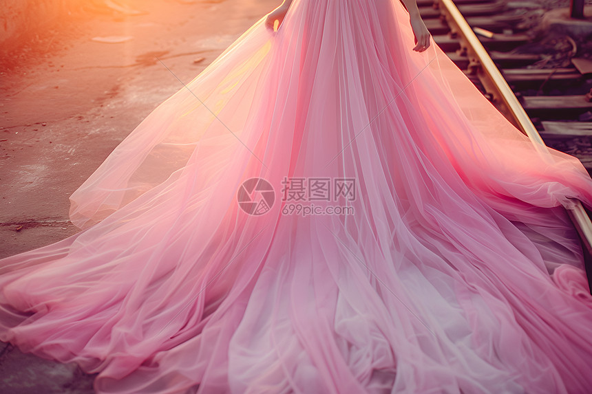 粉色的婚纱图片