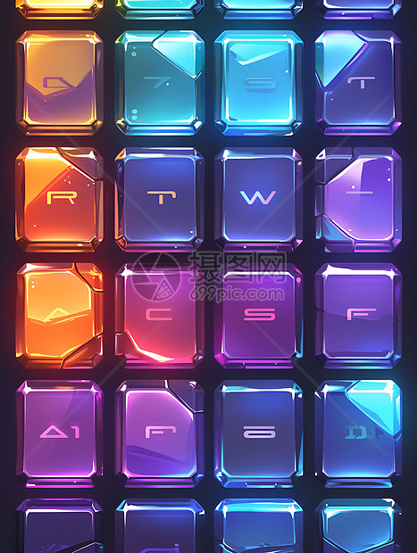 彩虹色的键盘图片