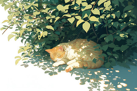 树荫下的猫咪背景图片
