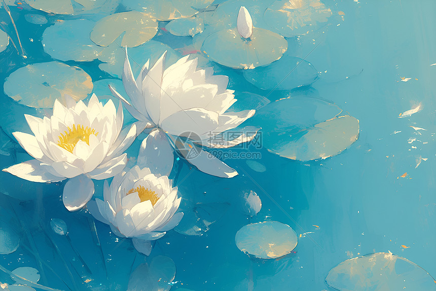 夏日湖泊的莲花图片