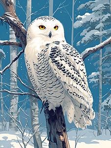 白雪中的猫头鹰图片
