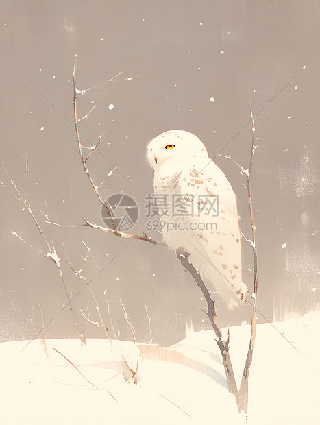 白雪中的猫头鹰图片