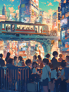 城市中的人群背景图片