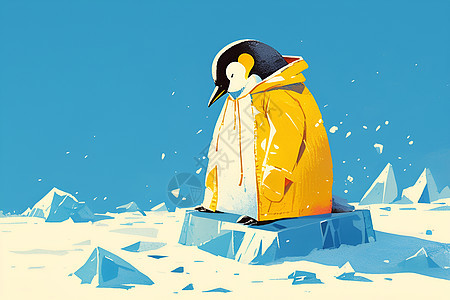 冰上的黄衣企鹅图片