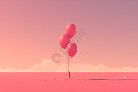 鲜艳的粉色气球图片
