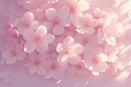阳光晒在粉色花瓣上图片