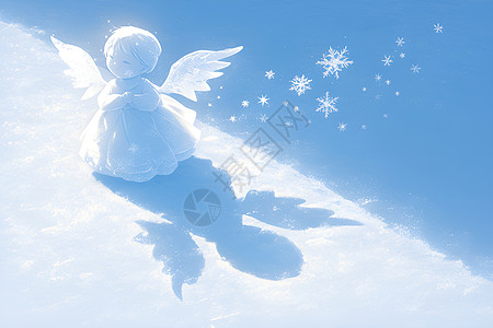 雪地里的雪天使插画