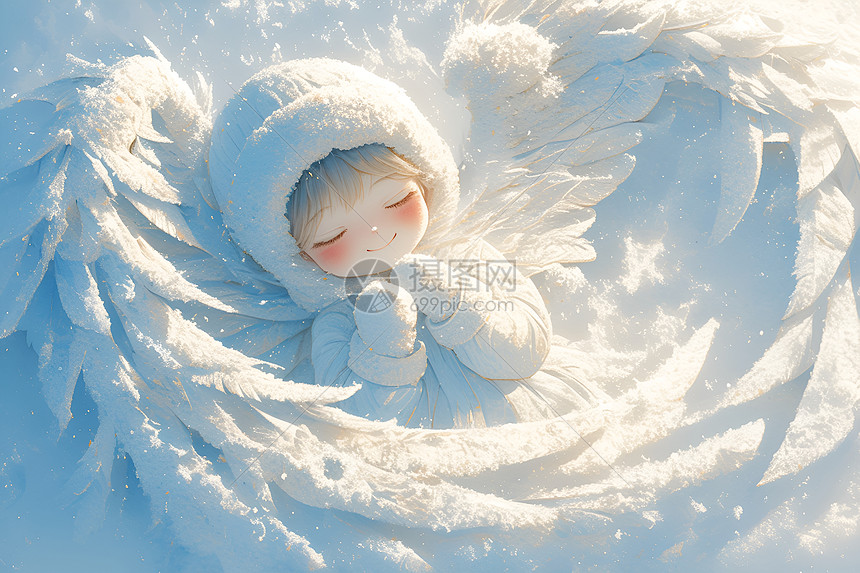 冰雪中的小天使图片