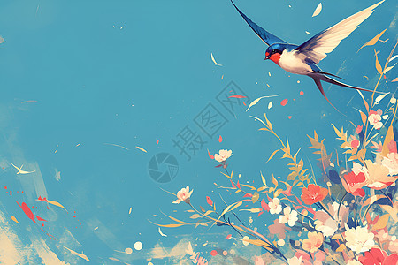 花草间的燕子背景图片