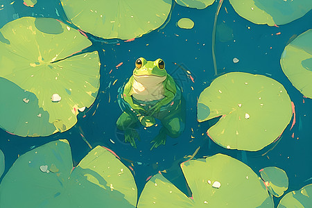 荷塘里的青蛙图片