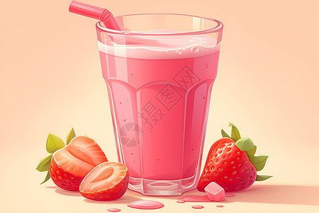 美味草莓奶昔背景图片