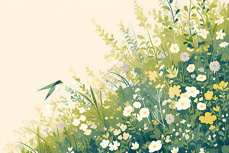 花丛中的燕子图片