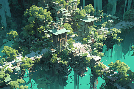 奇幻仙境森林背景图片