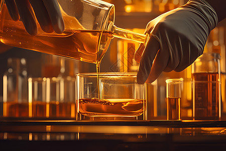 实验室的金色液体图片
