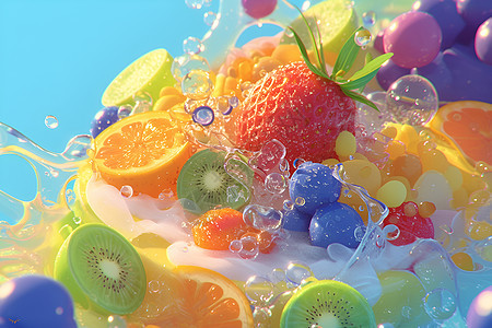 水波里的水果图片