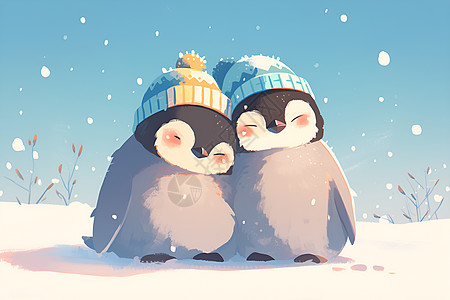 两只可爱的企鹅图片