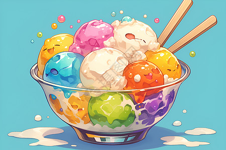 多彩冰淇淋球背景图片
